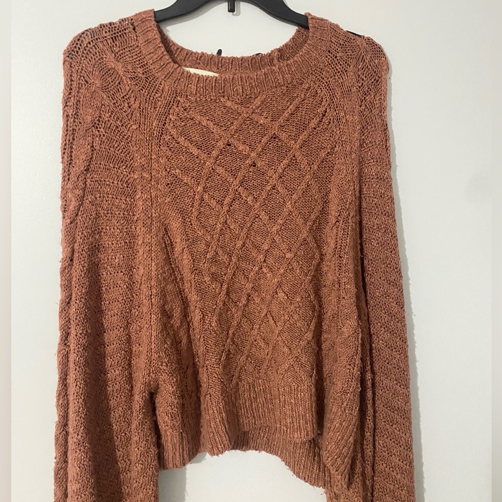 Altar'd State Cable Knit Ballon Sleeve Sweater
